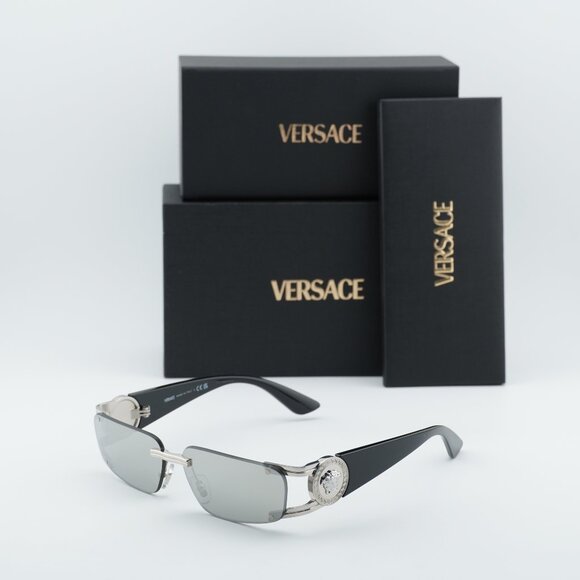Versace VE2291 10016G Rectangle Sunglasses – Silver/Grey main image 10